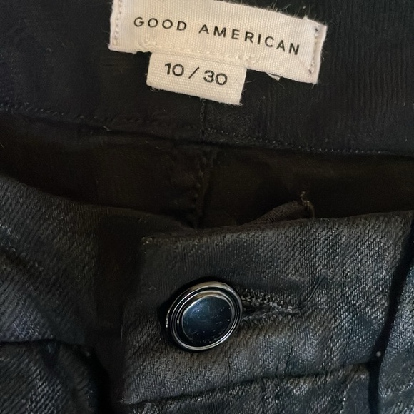 Good American Black Coated Wide Leg High Rise Jeans - Picture 2 of 6